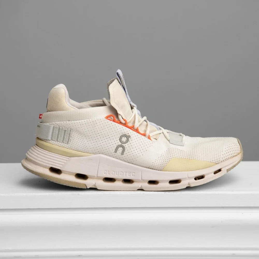 On CloudNova W9/M7.5 White Shoes GorpCore Athleisure Sneakers Minimalist